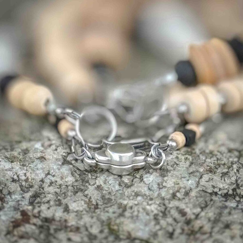 Handmade wood and metal unisex bracelet stack - Picture 9 of 10